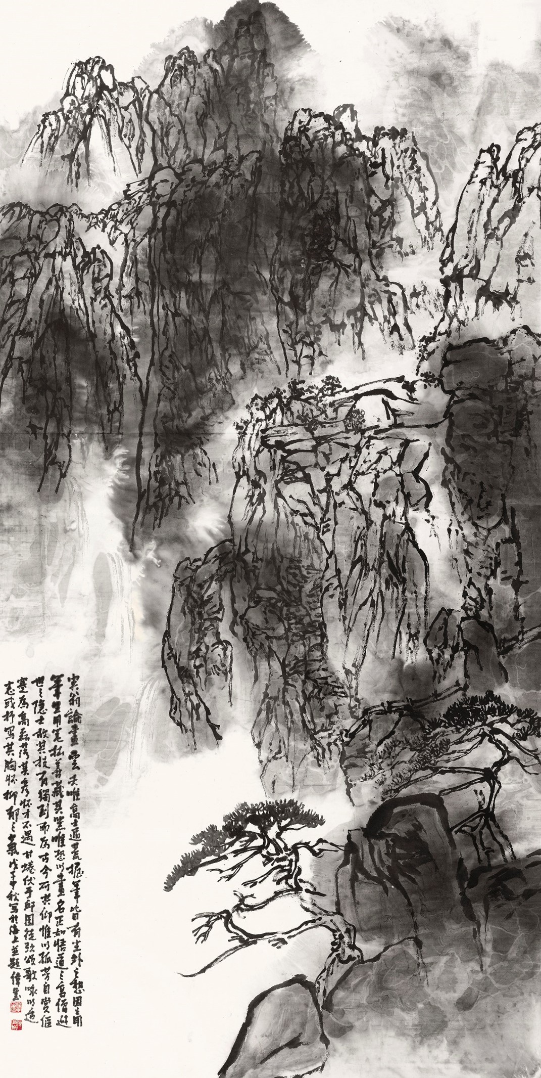 <h2>西海遇雨</h2><p>作者：顾伟玺</p><p>创作年代：2009年</p><p>规格：247cm×122cm</p><p>品类：中国画</p>
